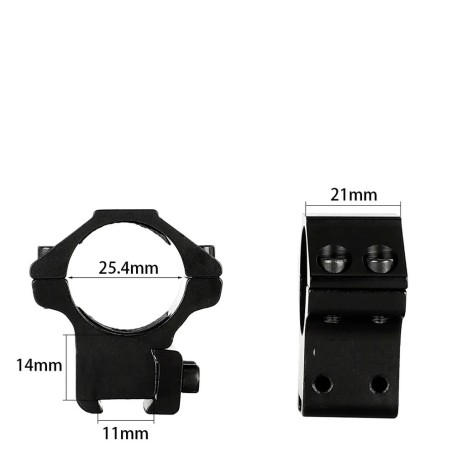 Colliers de fixation Bas pour lunette de tir rail 11 mm diamètre 25,4 mm (1 pouce)