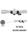 Monobloc 20 MOA diamètre 25.4 (1") et 30 mm pour rail picatinny avec rail, niveau à bulle et à angle