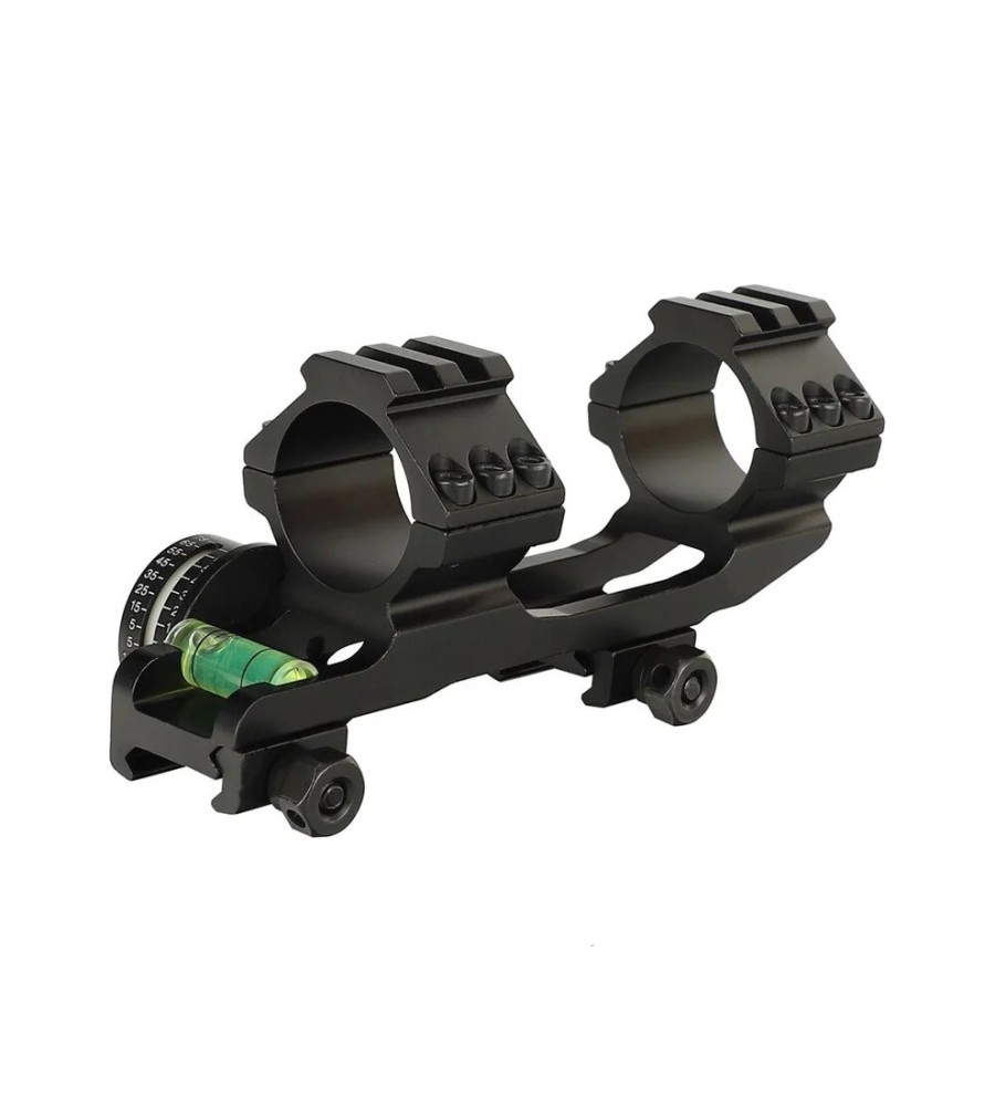 Monobloc 20 MOA diamètre 25.4 (1") et 30 mm pour rail picatinny avec rail, niveau à bulle et à angle