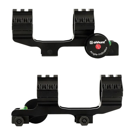 Monobloc 20 MOA diamètre 25.4 (1") et 30 mm pour rail picatinny avec rail, niveau à bulle et à angle