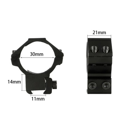 Colliers bas rail 11 mm pour lunette de tir diamètre 30 mm