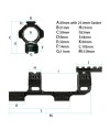 Monobloc déporté pour rail 11 mm et lunette avec tube de 25.4 (1") et 30 mm avec niveau à bulle