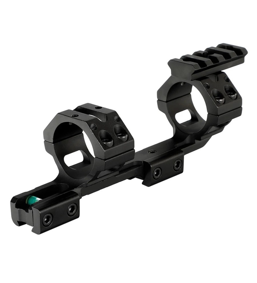 Monobloc déporté pour rail 11 mm et lunette avec tube de 25.4 (1") et 30 mm avec niveau à bulle