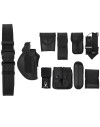 Ceinturon tactique complet entièrement équipé en cordura noir: 10 accessoires