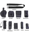 Ceinturon tactique complet entièrement équipé en cordura noir: 10 accessoires