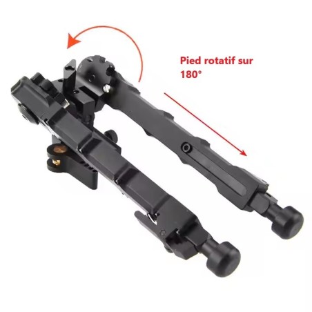 Bipied tactique pendulaire avec fixation rapide pour rail picatinny