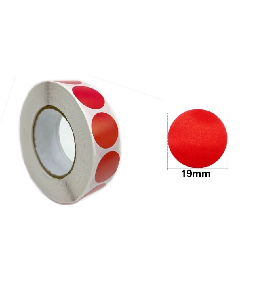 1000 pastilles autocollantes rouges 19 mm pour cible