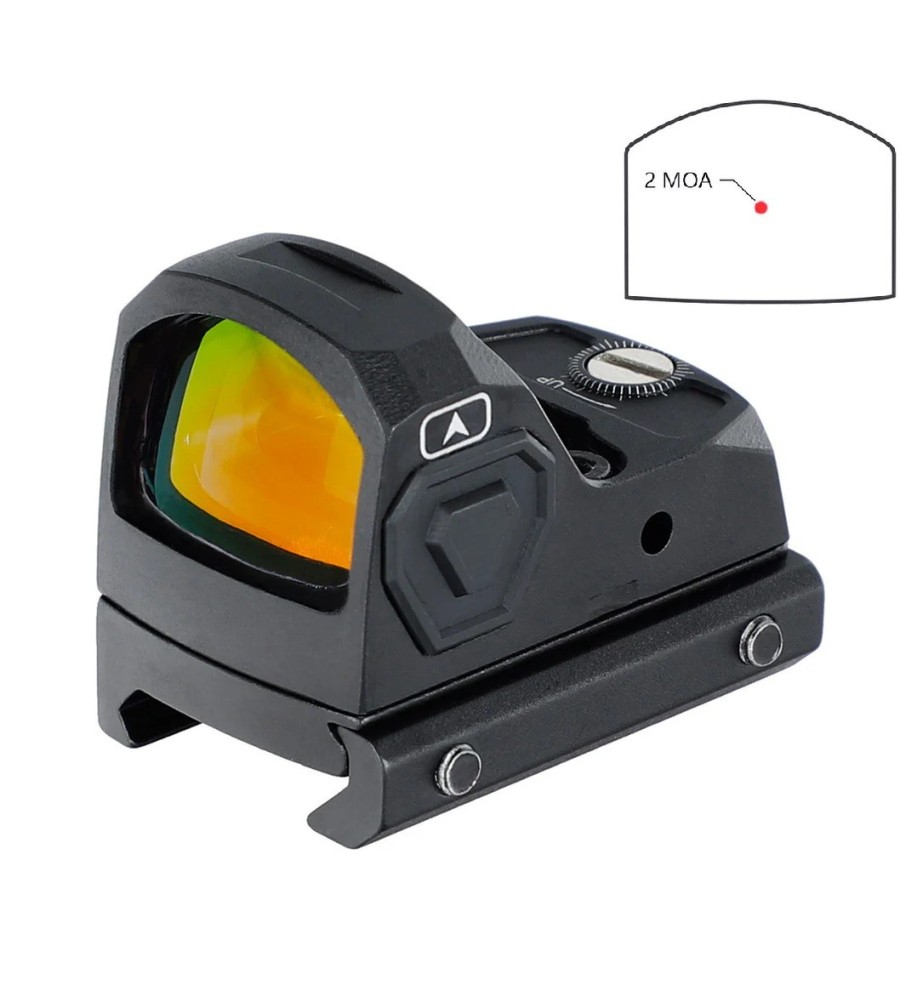 Micro red dot point rouge 2 MOA pour rail picatinny avec platine pour montage glock