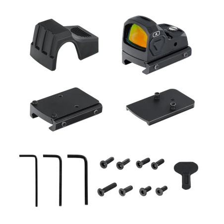 Micro red dot point rouge 2 MOA pour rail picatinny avec platine pour montage glock