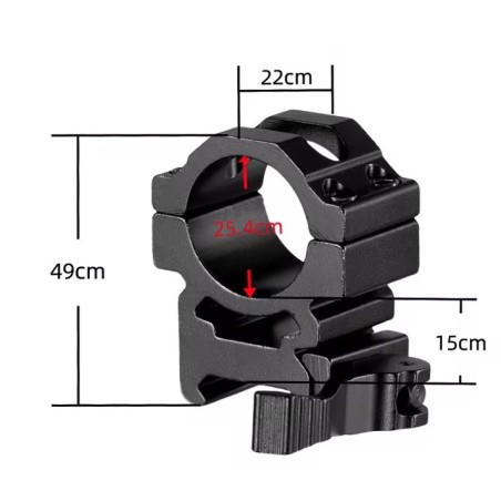 Colliers de fixation medium avec attache rapide pour lunette rail 22 mm diamètre 25,4 mm (1 pouce)