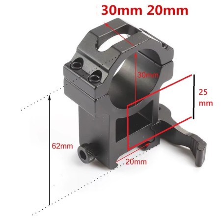 Colliers de fixation haut avec attache rapide pour lunette de tir rail 22 mm diamètre 30 mm