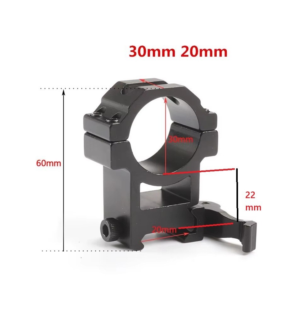 Colliers de fixation medium avec attache rapide pour lunette de tir rail 22 mm diamètre 30 mm