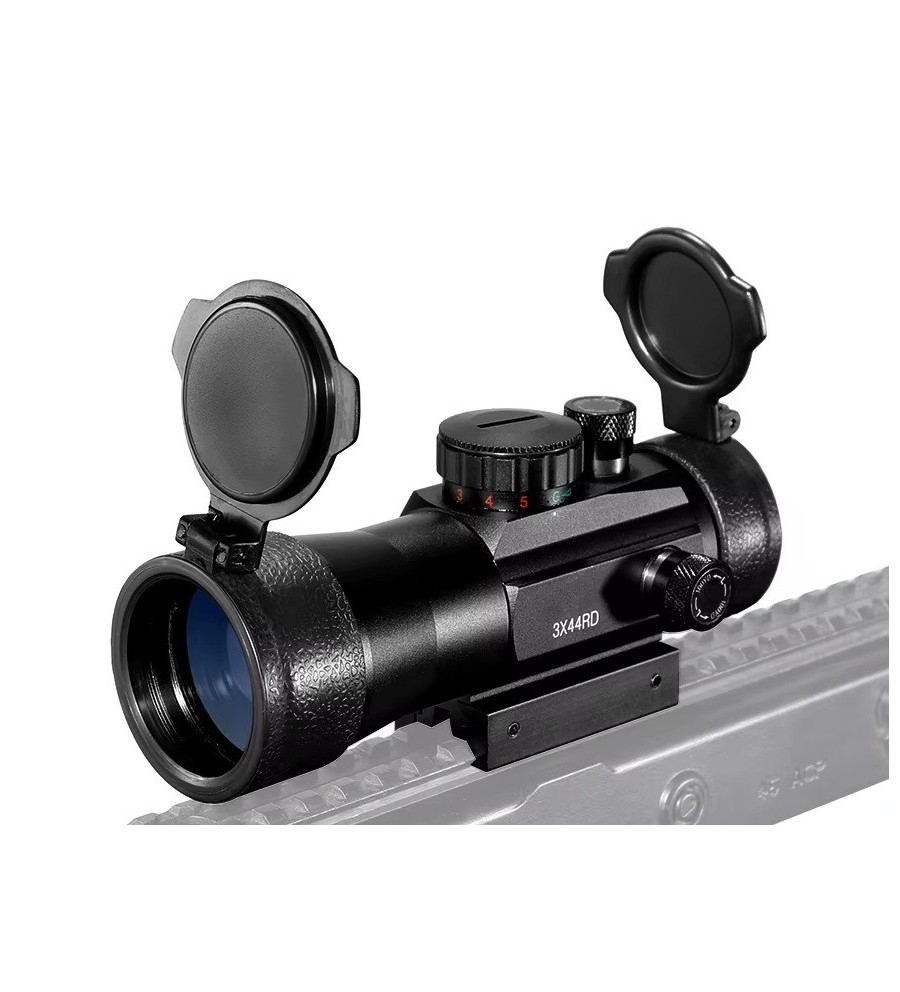 Red Dot 3x44 avec Zoom, Point Rouge et Vert – Rail 11/22 mm – Résistan