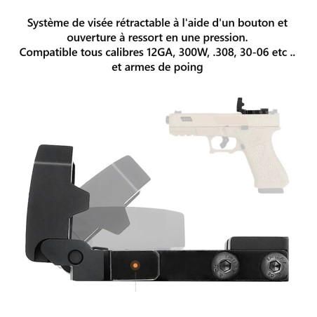 Viseur Point Rouge Mini Pliable Flip-Up – 3 MOA avec Montage Picatinny