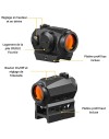 Red Dot MRS 2MOA pour tous calibres avec élévateur tunnel pour rail picatinny