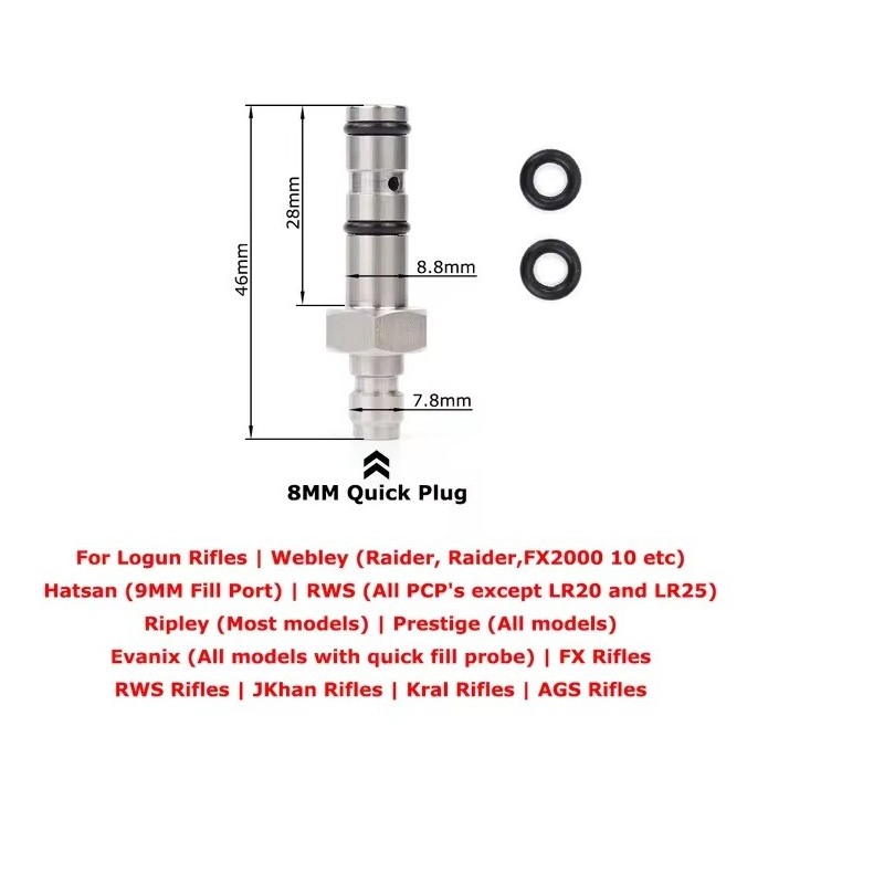 Embout de remplissage PCP pour HATSAN(9mm), EVANIX, FX, KRAL