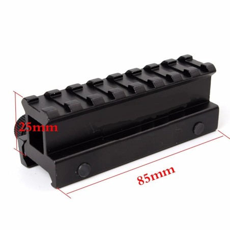 Réhausse de rail picatinny de 2,5 cm et 8,5 cm de long avec attache sans outil