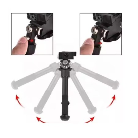 Bipied tactique rotatif et pivotant avec fixation attache rapide pour rail picatinny