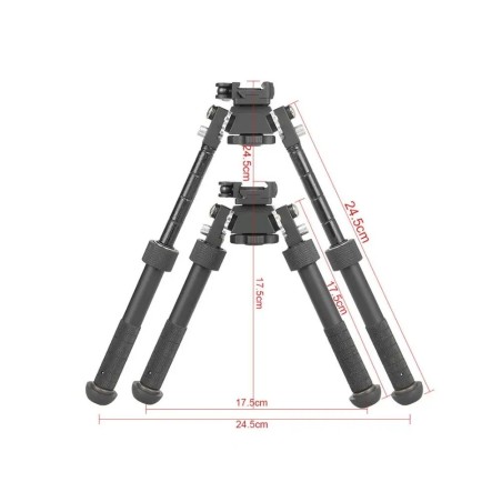 Bipied tactique rotatif et pivotant avec fixation attache rapide pour rail picatinny