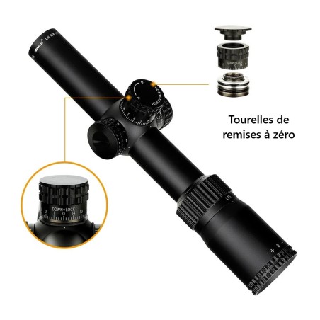 Lunette 1,75-10x24 LR WA SFP tube de 30 mm et colliers aux choix