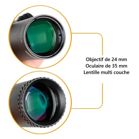 Lunette 1,75-10x24 LR WA SFP tube de 30 mm et colliers aux choix