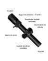 Lunette 1,75-10x24 LR WA SFP tube de 30 mm et colliers aux choix