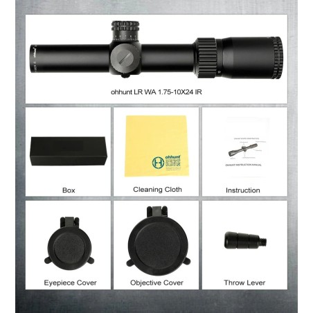 Lunette 1,75-10x24 LR WA SFP tube de 30 mm et colliers aux choix