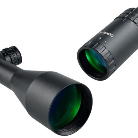 Lunette de tir 5-25x50 FFP pour calibre jusqu'à .308 avec colliers aux choix