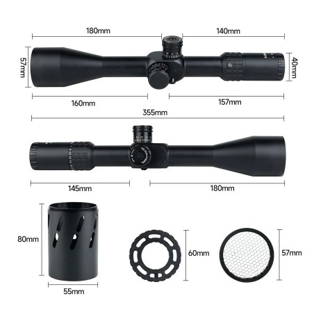 Lunette de tir 5-25x50 FFP pour calibre jusqu'à .308 avec colliers aux choix