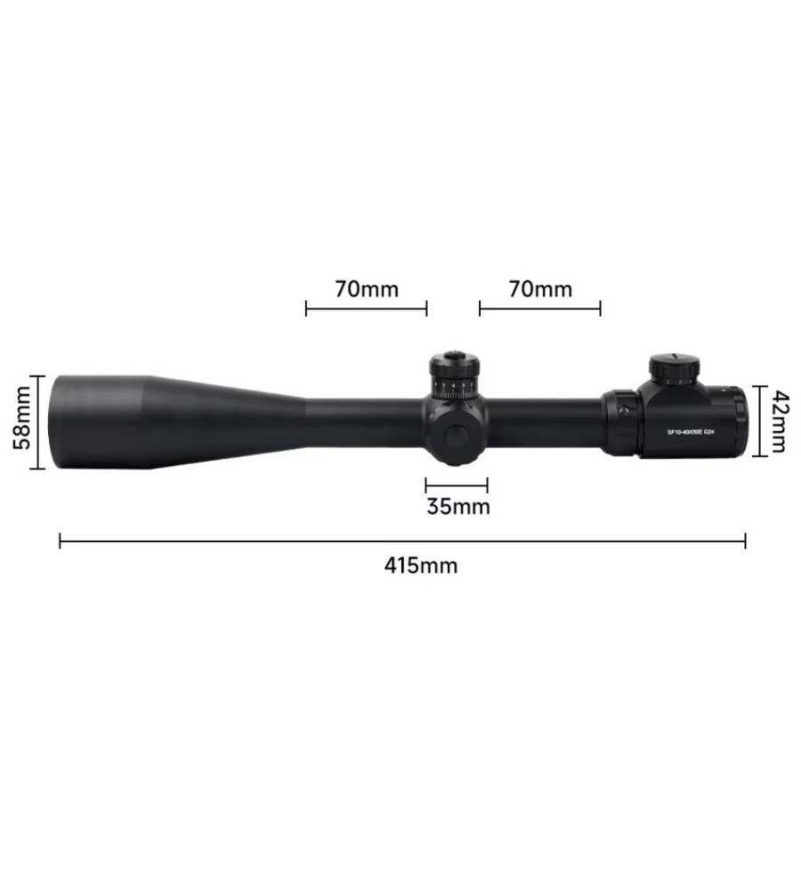 Lunette de tir 10-40x50 SFP réticule lumineux avec colliers aux choix