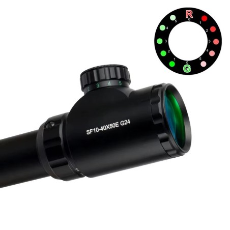 Lunette de tir 10-40x50 SFP réticule lumineux avec colliers aux choix