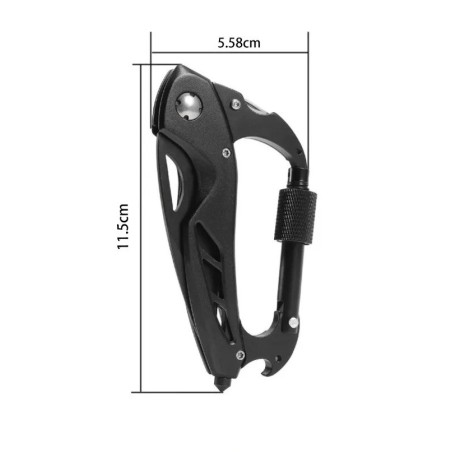 Mousqueton tactique multifonction avec couteau en acier inoxydable