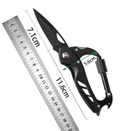 Mousqueton tactique multifonction avec couteau en acier inoxydable