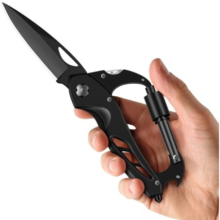 Mousqueton tactique multifonction avec couteau en acier inoxydable