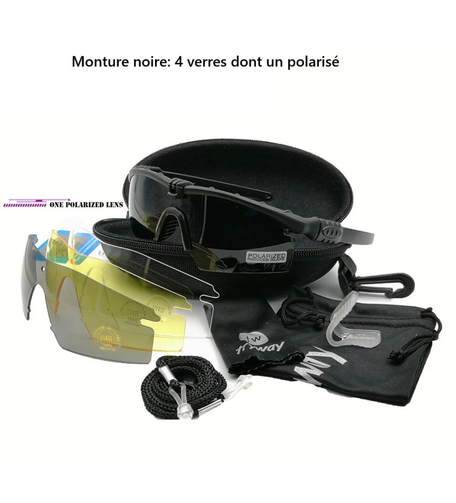 Lunette de protection avec 4 verres interchangeables dont un polarisé