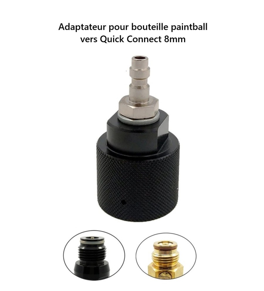 Adaptateur Quick connect 8mm pour remplissage ou connection rapide avec bouteille paintball HPA