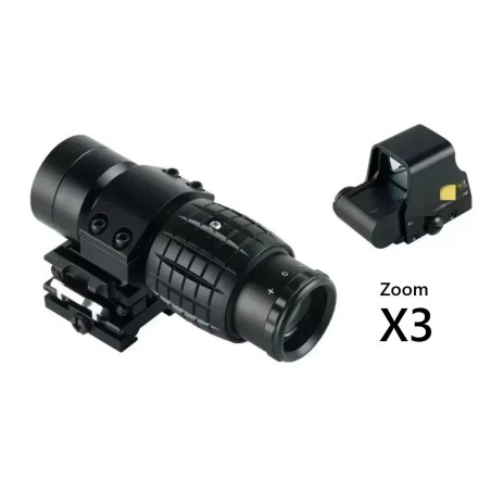 Pack Red Dot holographique et magnifier zoom X3 pour rail picatinny (
