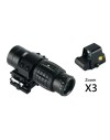 Pack Red Dot holographique et magnifier zoom X3 pour rail picatinny (