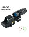 Pack Red Dot holographique et magnifier zoom X3 pour rail picatinny (