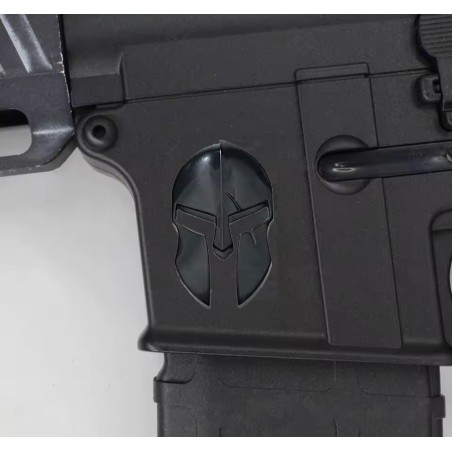 Un autocollants 3D en métal Spartiate noir mat