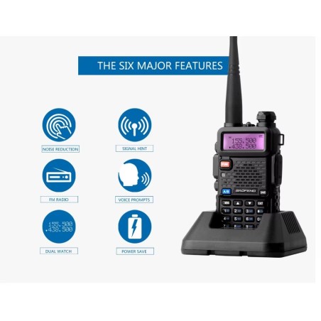 Talkie Walkie (X2) Baofeng UV-5R, 8 Watts, longue portée 12km (compatible Chirp cable usb fourni)