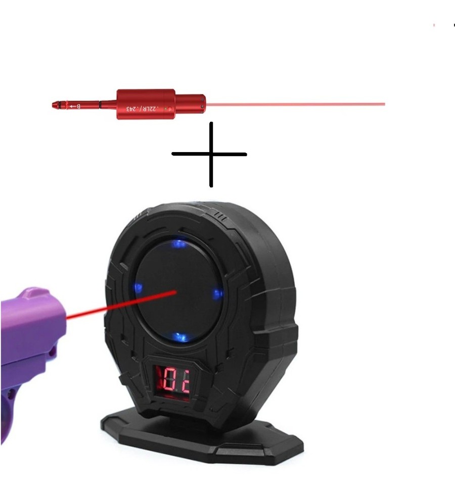Cible electronique et Cartouche laser de réglage, de manipulation et de tir d'entrainement pour arme 22 LR/5,5 mm à plomb
