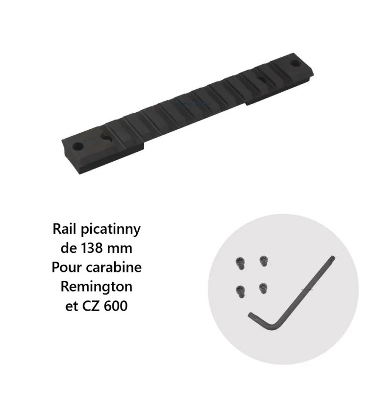 Embase rail picatinny 20 MOA en acier pour Carabine Remignton 700 et CZ 600