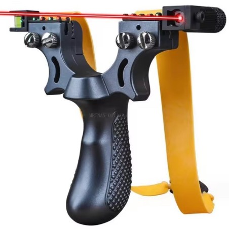 Pack lance pierre / Fronde de chasse noir avec laser, cibles, elastiques et billes en metal (