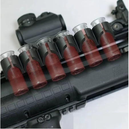 Porte 6 cartouches calibre 12 montage double fixation sur rail picatinny