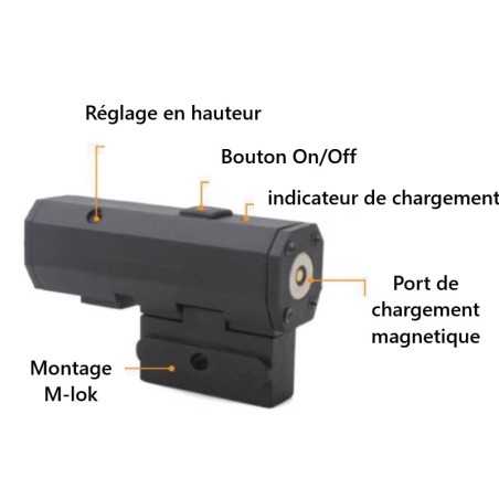 Laser vert tactique rechargeable pour montage sur rail picatinny weaver et Mlok