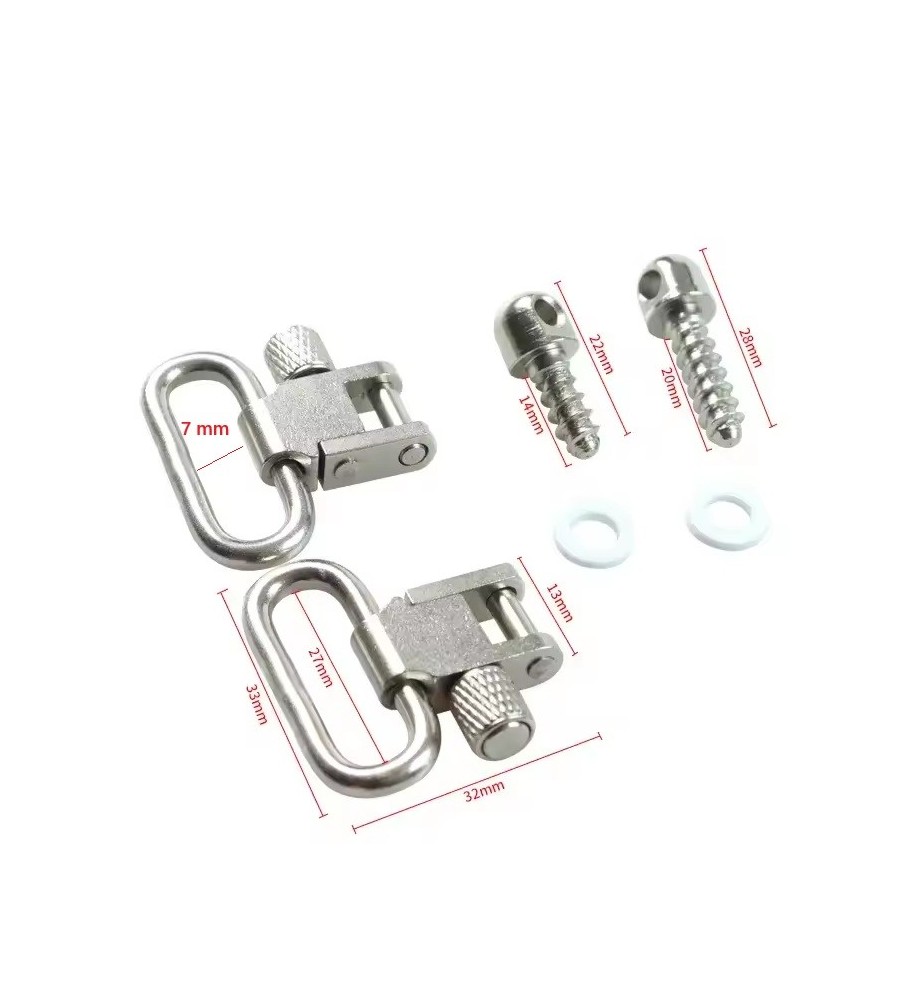 Vis grenadière et deux attaches sangles 27mm en acier pour grenadière