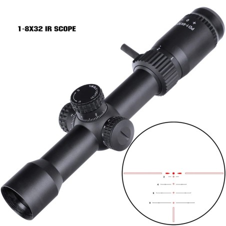 Lunette de Chasse 1-8x32 LPVO SFP – Tube 30 mm avec Réticule Illuminé
