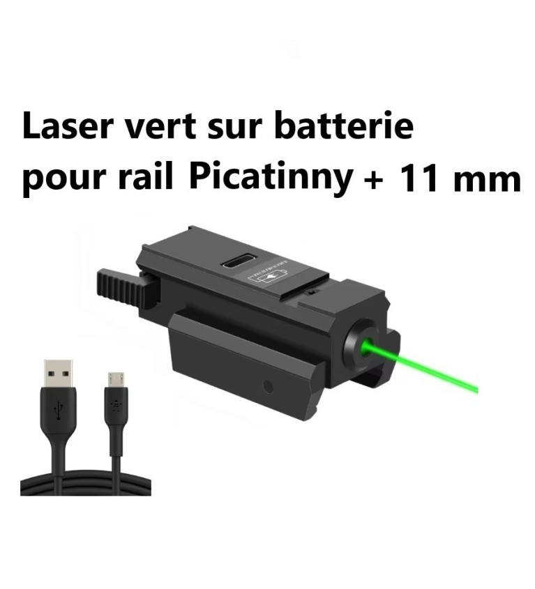 Laser vert rechargeable pour rail picatinny et 11 mm
