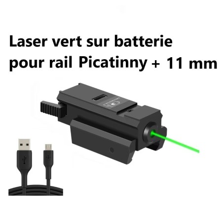 Laser vert rechargeable pour rail picatinny et 11 mm